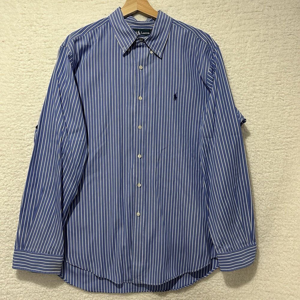 Ralph Lauren Classic Fit Men's Blue/White Striped Button Up Shirt Size‎ XL